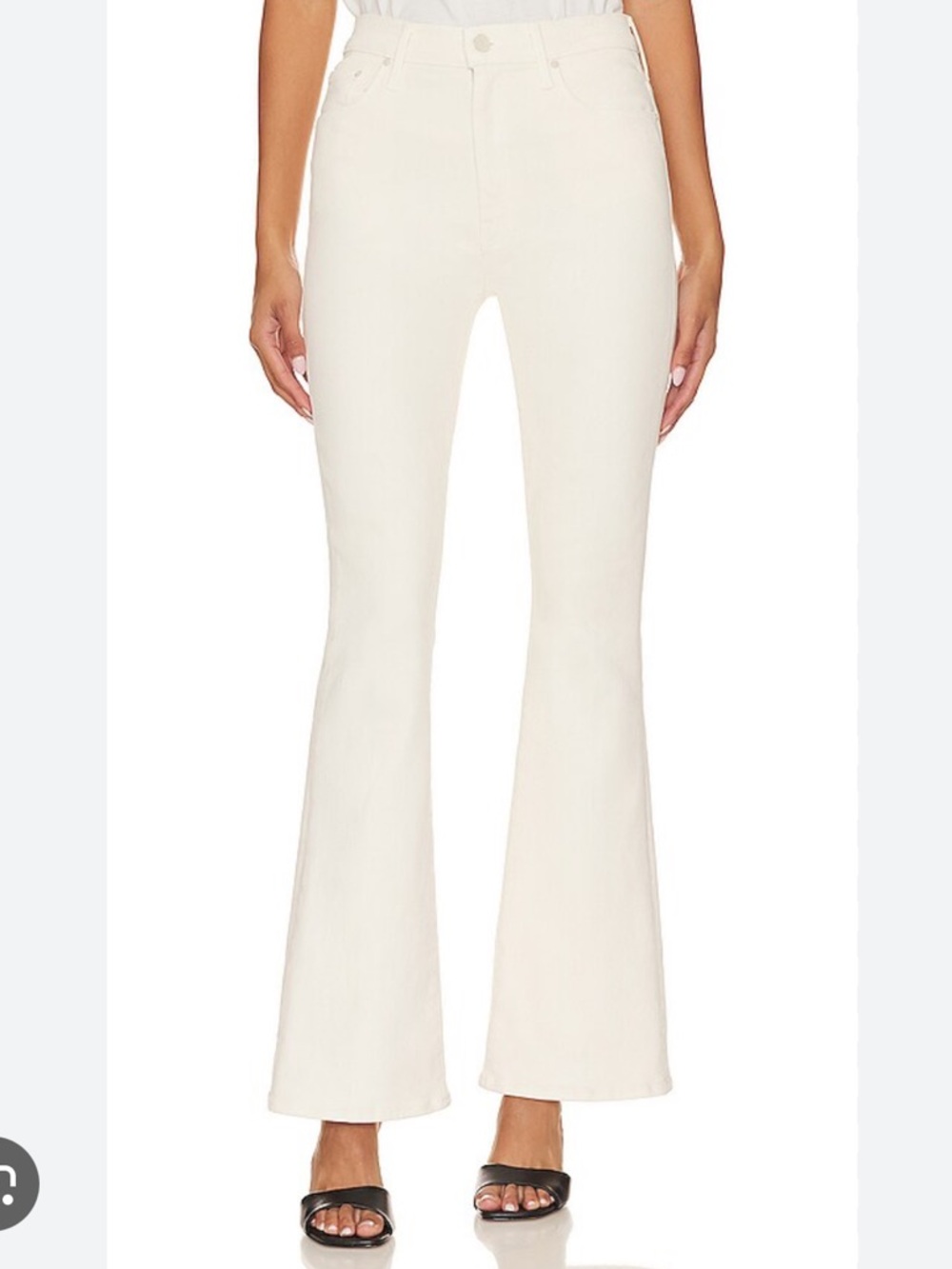MOTHER High-Waisted Weekend Skimp Flare Jeans — Marshmellow